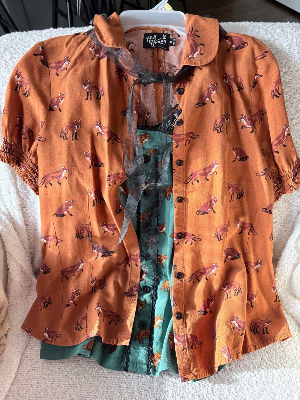 HellBunny// Vintage Style Foxy Print Matching Skirt & Blouse